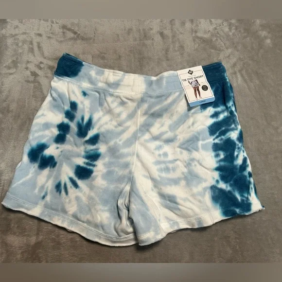 Favorite Tie Dye Shorts Women’s Large Members Mark Blue White Drawstring Sweat - Picture 2 of 8